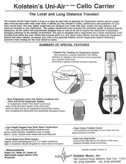 Kolsteins™ Uni-Air Cello Carrier (RENTAL)